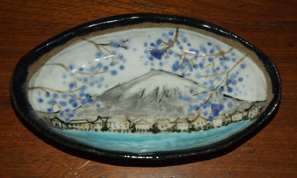 Mount Fuji Oval Ceramic Dish